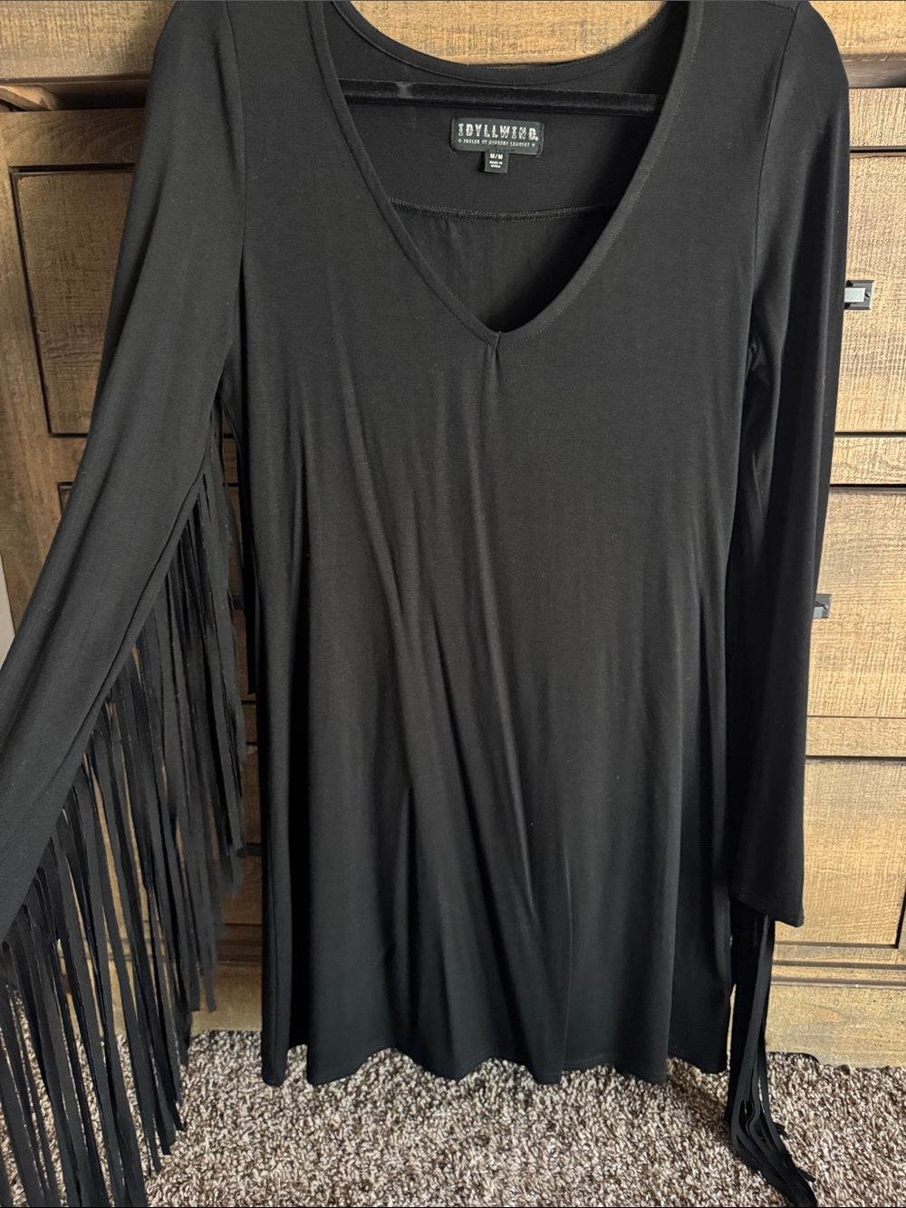 Idyllwind Black Fringe V-Neck Women's Dress